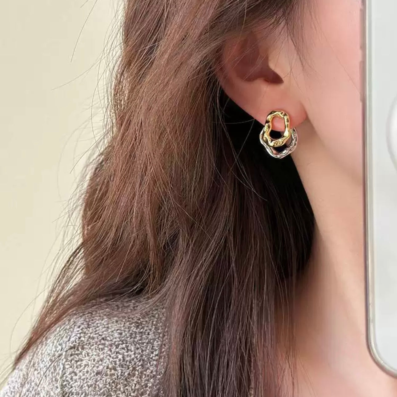 Abstract Double Circle earrings