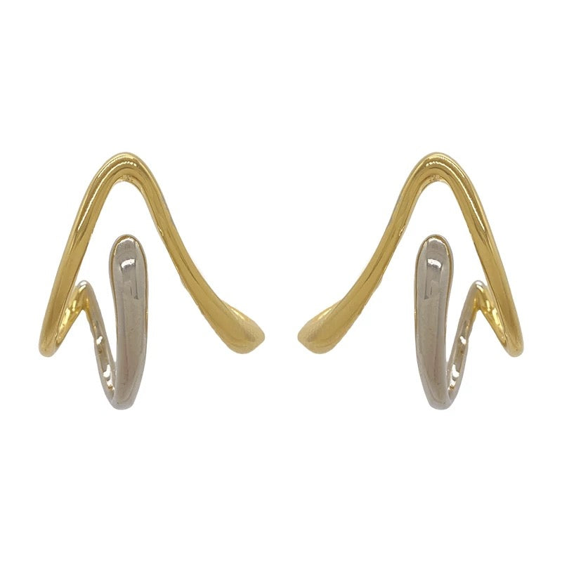 Abstract Gold and Silver earring