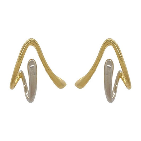 Abstract Gold and Silver earring